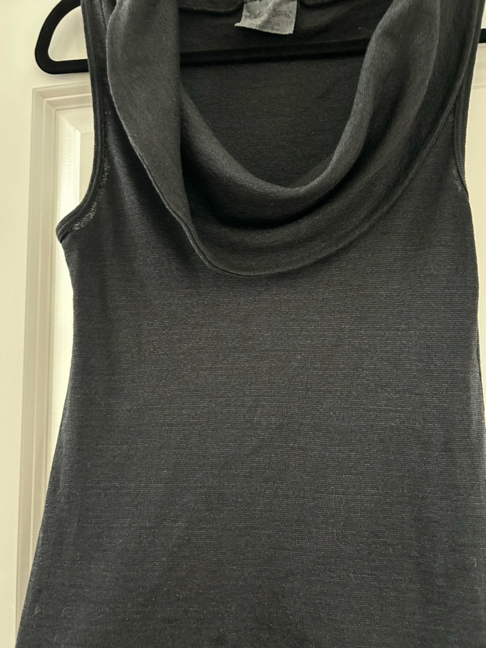 Michael Stars Black Cowl Neck Sleeveless Top One Size Soft Stretch Knit Tank - Picture 4 of 6